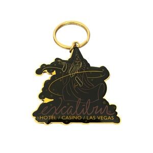 Excalibur Wizard Hotel Casino Las Vegas Gold Tone Metal Keychain